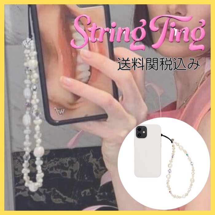 送料関税込【String Ting】ヴィーナス パール スマホストラップ