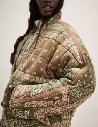 Allegra K 花柄ジャケット レディース ダークグリーン L