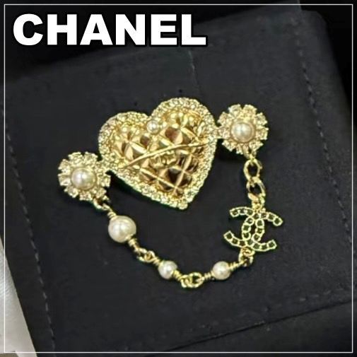 CHANEL 24A《コーデに差をつける♪》ハートマトラッセブローチ