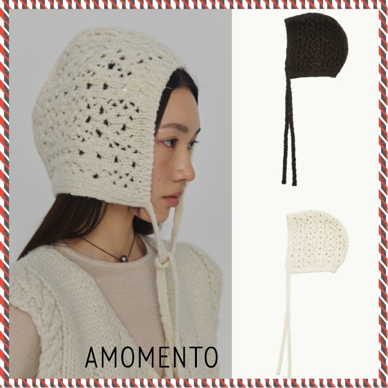 【AMOMENTO】24fw CROCHET KNIT BONNET