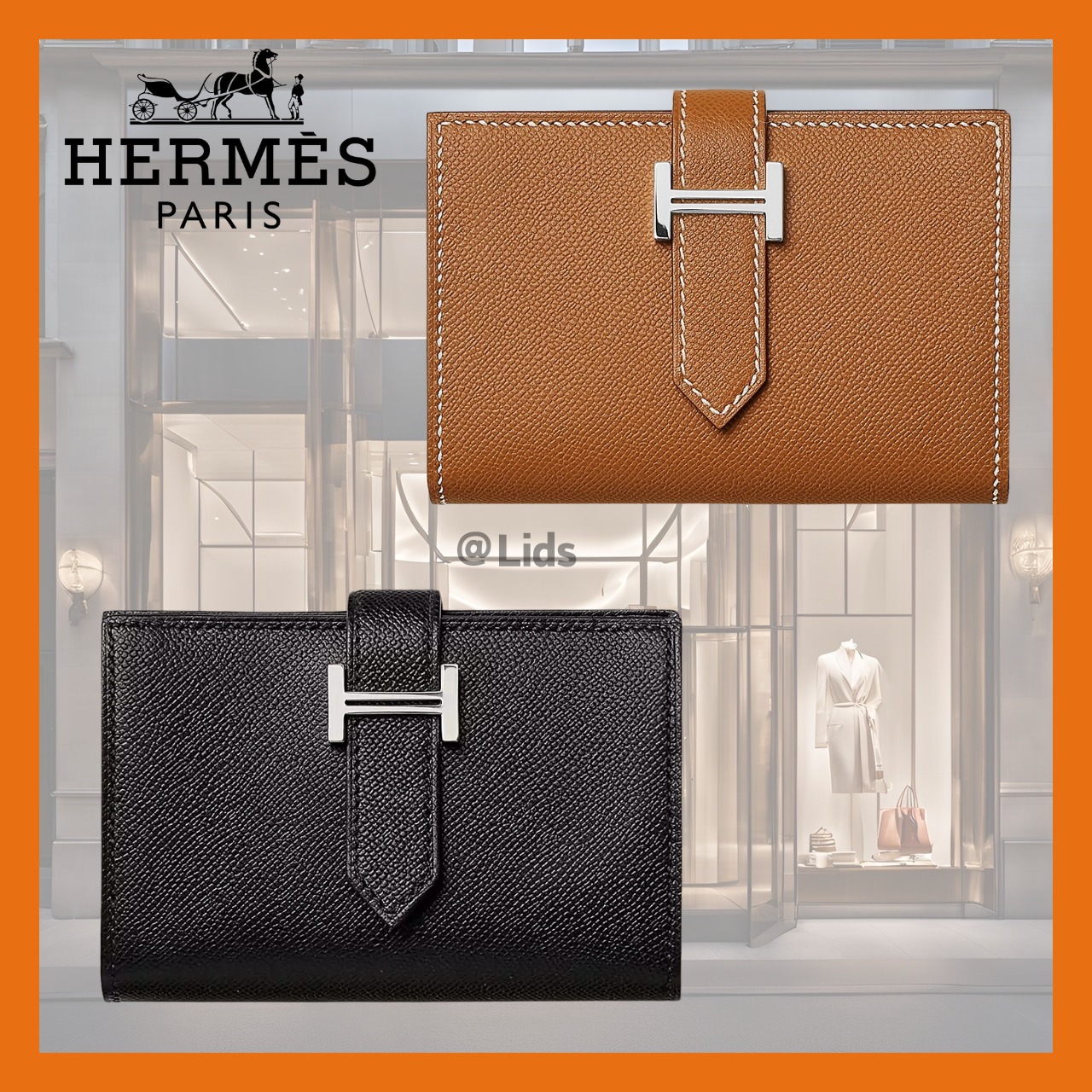 【落ち着いた大人カラー♪】HERMES ベアンウォレット コンパクト