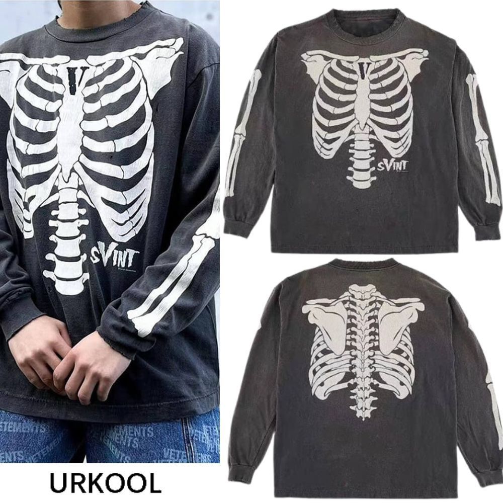 URKOOL スカル パンク Tシャツ スウェットシャツ スケルトン