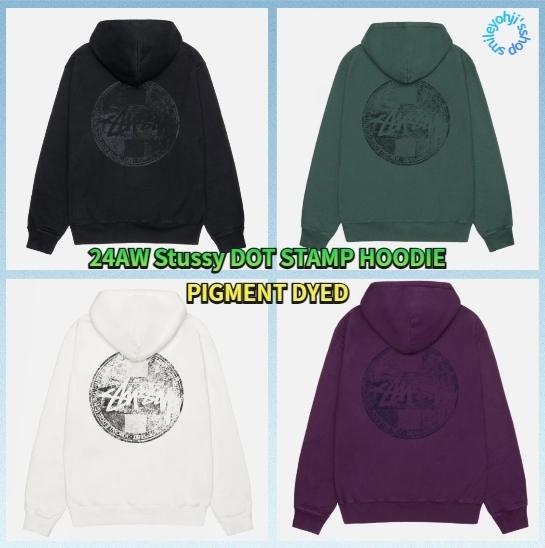 ★24AW★Stussy DOT STAMP HOODIE PIGMENT DYED