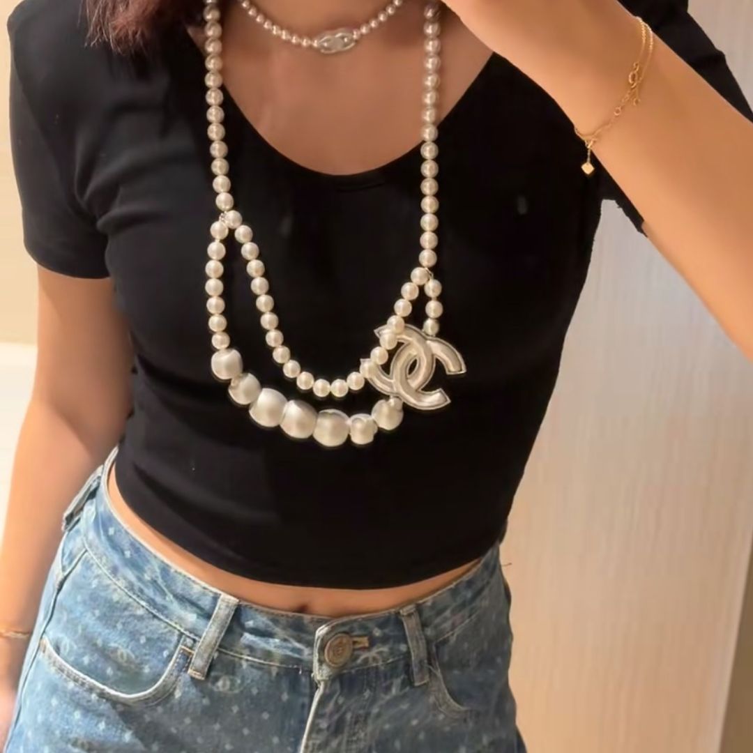 《25C》CHANEL チェーンベルト パール ネックレスにも！！