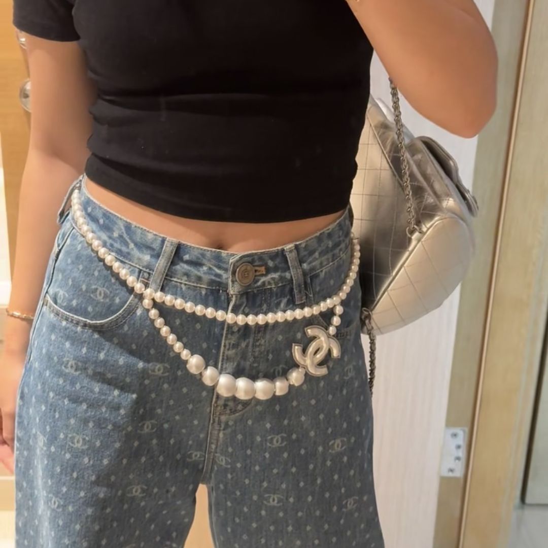 《25C》CHANEL チェーンベルト パール ネックレスにも！！