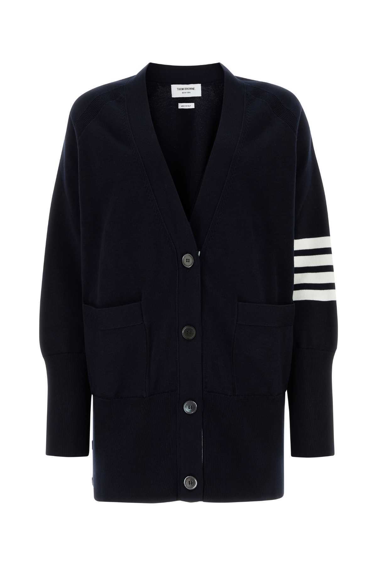 【送料&関税込】Thom Browne Dark Blue Cotton Oversize Cardig