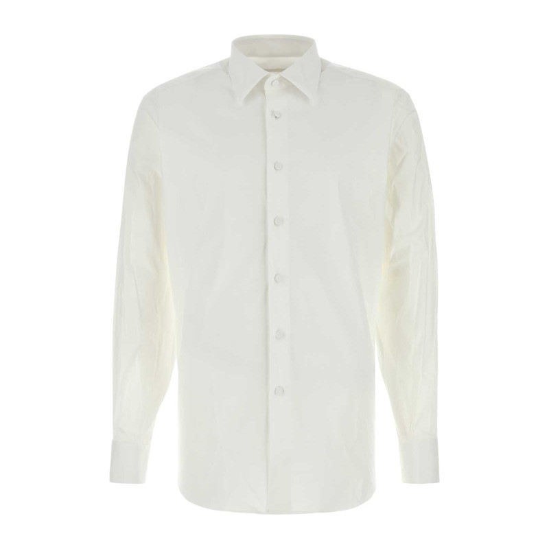 Tシャツ・カットソー PRADA White stretch cotton blend shirt