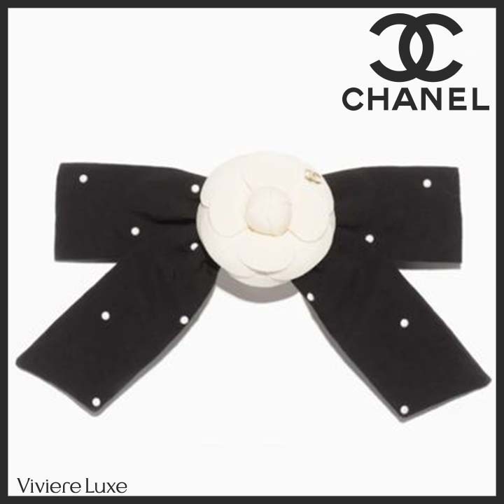 *華やかで上品*【CHANEL】カメリア デザイン ボウ バレッタ