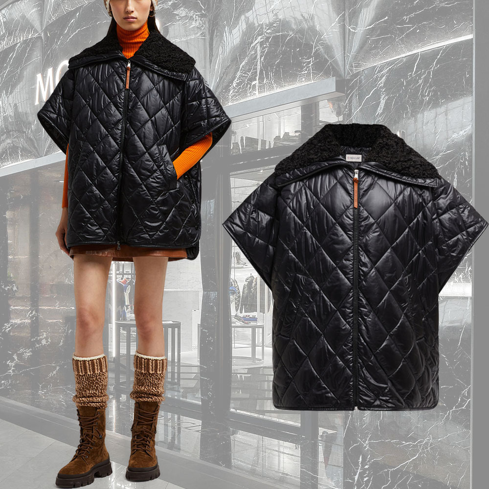 【MONCLER】Teddy縁取りパッド付きケープ