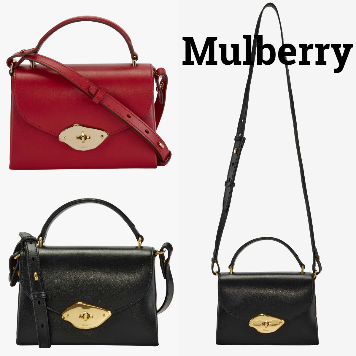 上品*Mulberry*Lana 2WAY レザーハンドバッグ ゴールド金具