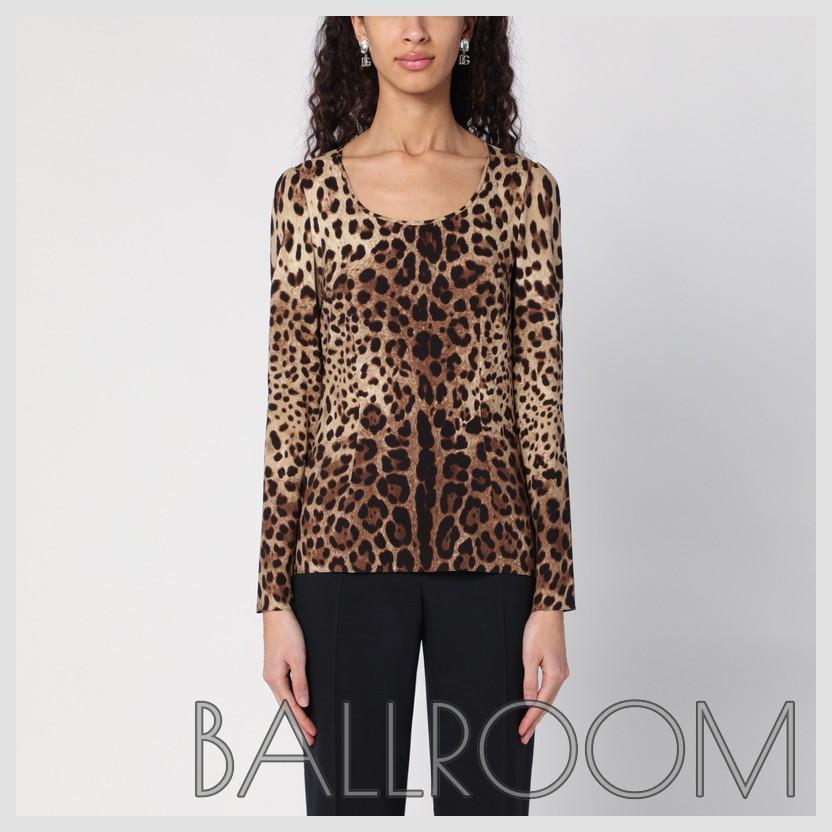 Tシャツ・カットソー DOLCE&GABBANA SILK BLEND LEOPARD PRINT T-SHIRT