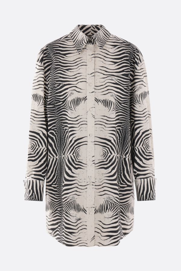 ワンピース ROBERTO CAVALLI ZEBRA PRINT STRETCH POPLIN SHIRT DRESS