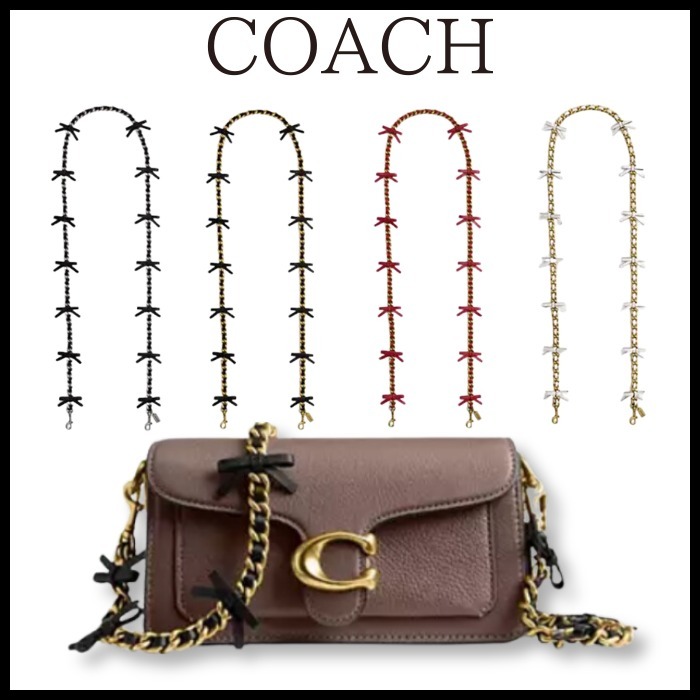 リボンがキュート♪【COACH】レザーリボン チェーンストラップ