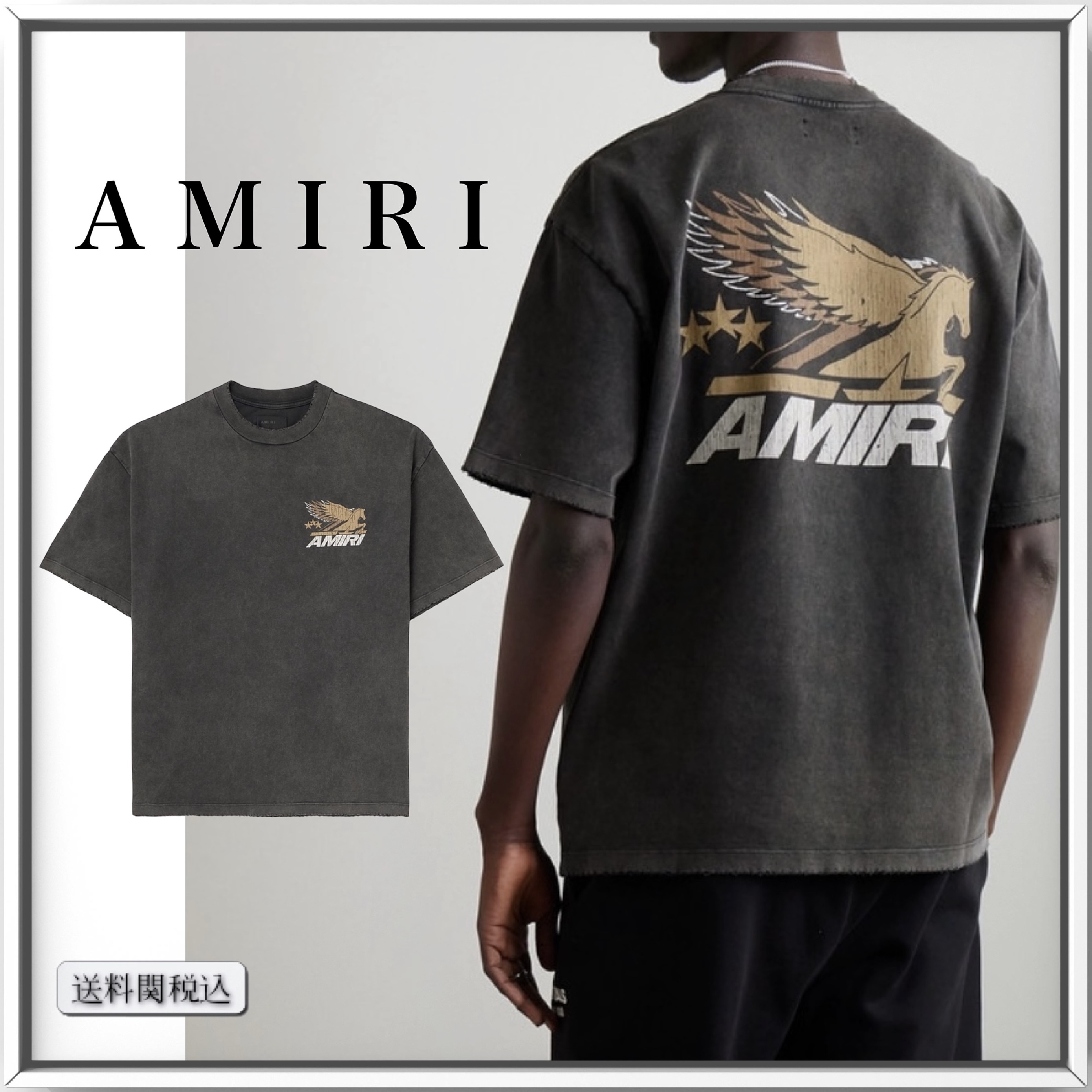 AMIRI ロゴ Pegasus プリント コットン Tシャツ 人気