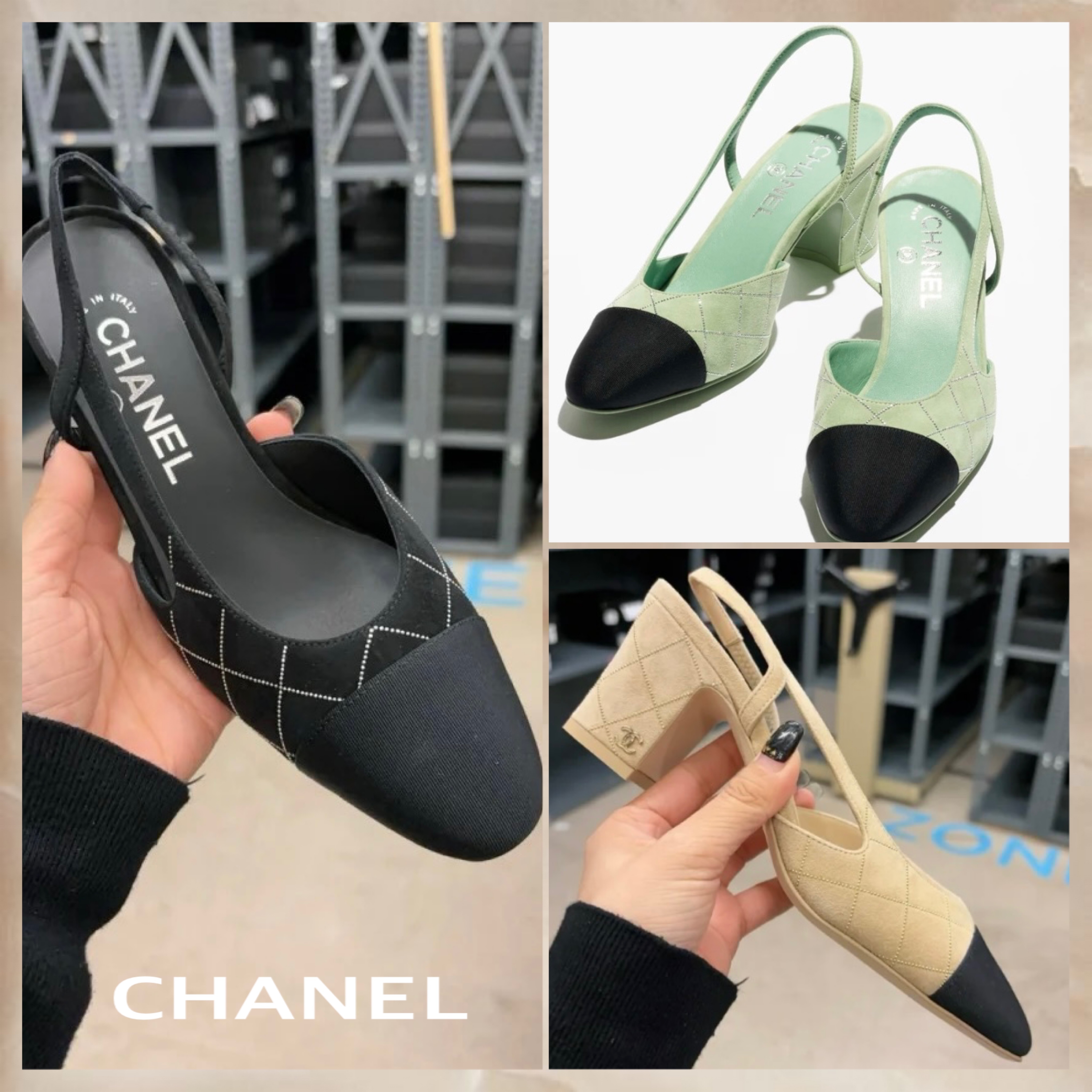 エレガント【CHANEL】スリングバック シューズ ヒール 6.5cm