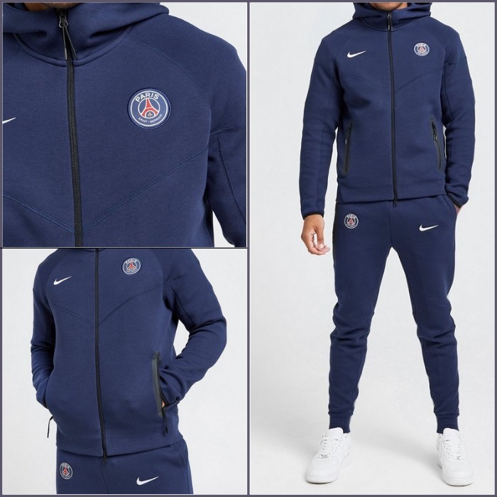 希少【Nike ナイキ】PSG テックフリース ジップパーカー ブルー
