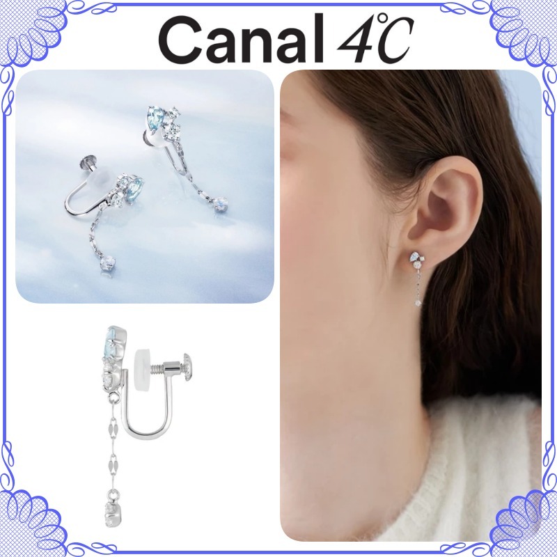 大人気!! Canal 4℃ シルバー ブルートパーズストーンイヤリング