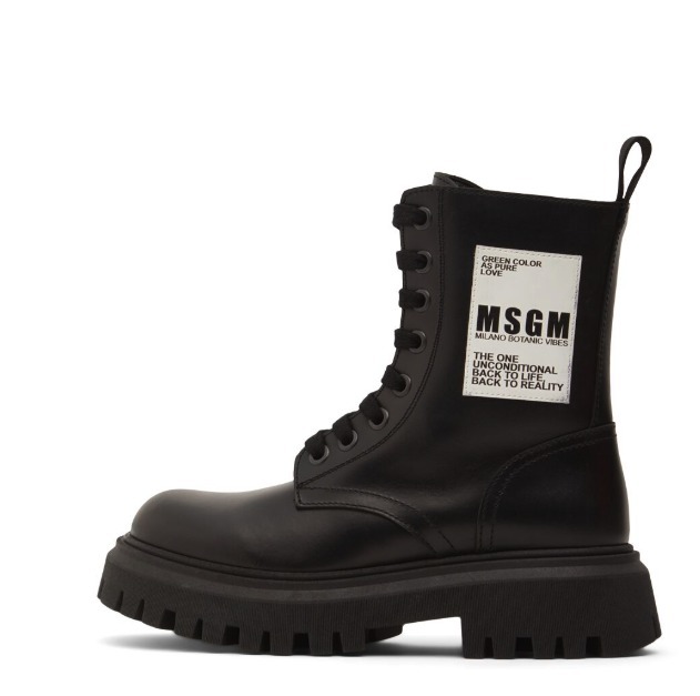大人もOK！MSGM レースアップ ショートブーツ 靴 シューズ ロゴ