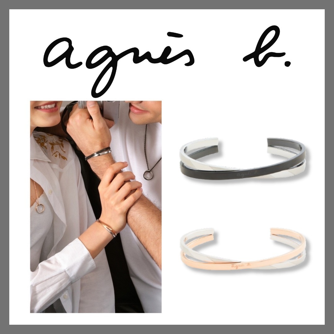 追跡有★agnes b. ロゴ ペア ダブルバングル