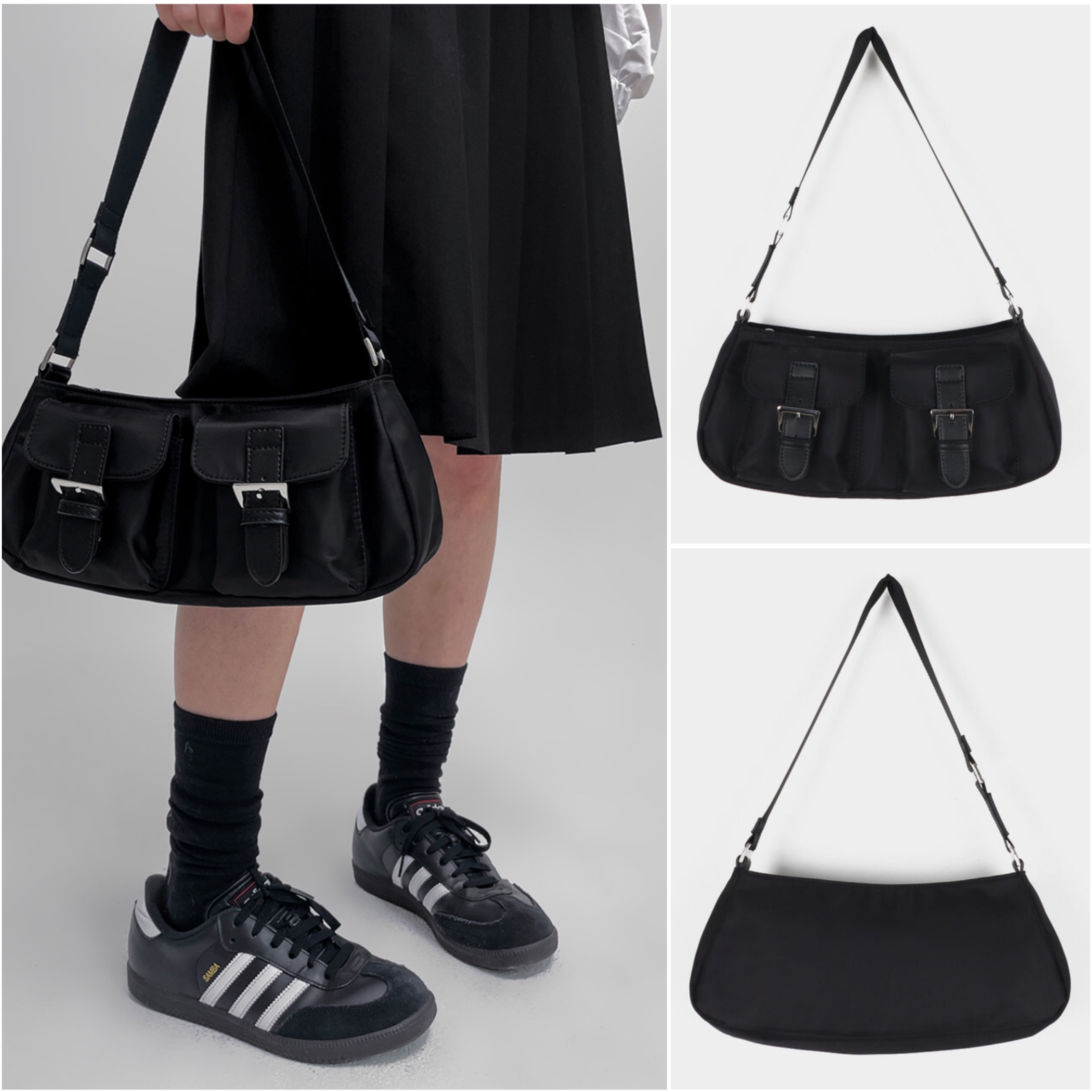 韓国発!【BLACKUP】Four four two-pocket shoulder bag