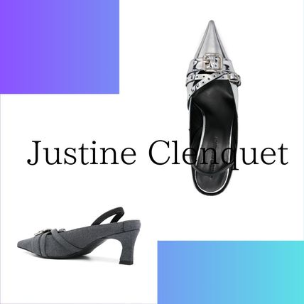★JUSTINE CLENQUET★JOY デニムグレー 輝くストーン パンプス Justine Clenquet - Joy denim grey slingbacks