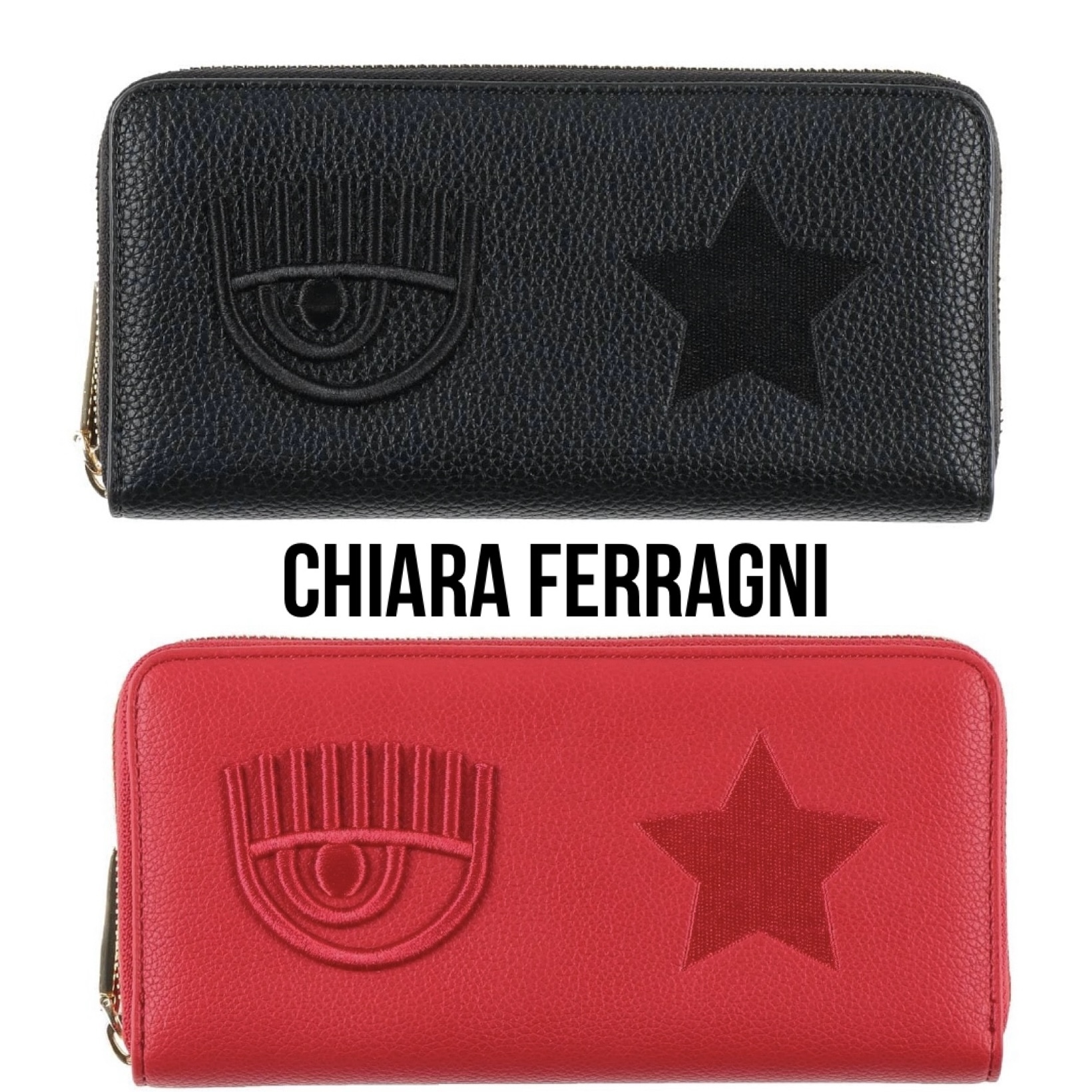 送料関税込み☆ CHIARA FERRAGNI ロゴ ジップウォレット 長財布