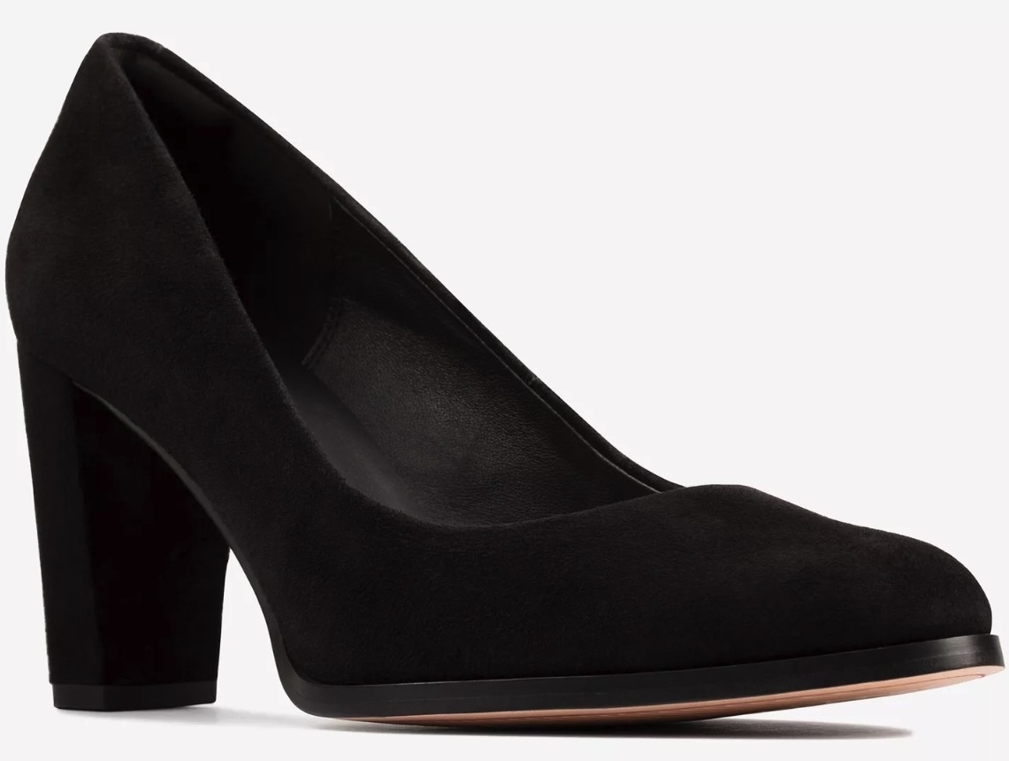 Clarks ブラック パンプス スエード ドレス レザー ヒール