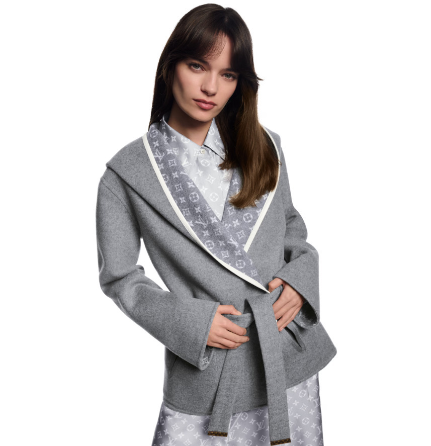 Louis Vuitton《リバーシブルショートラップコート》グレー 直営