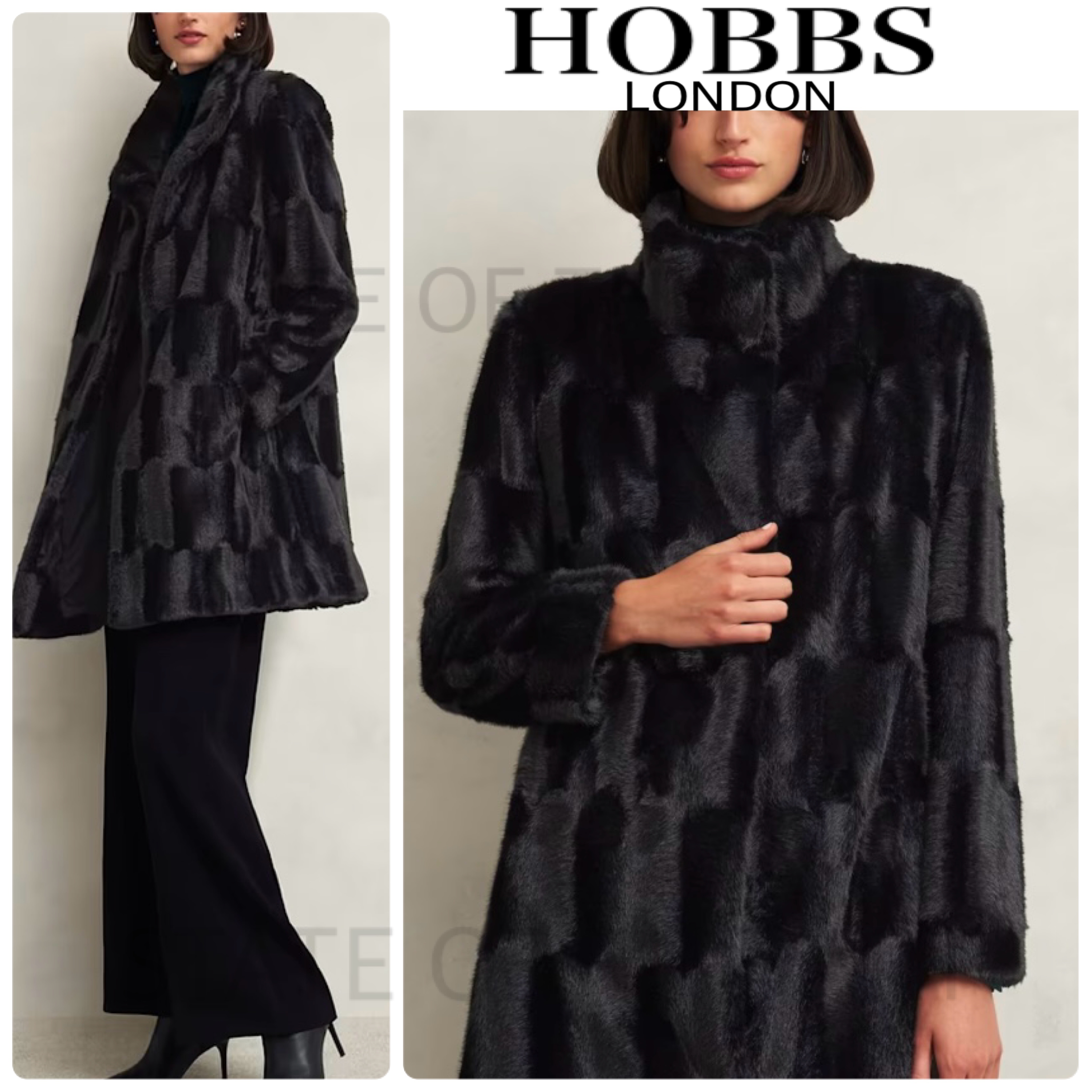 英国発【HOBBS LONDON】Rosanne 上品 フェイクファーコート