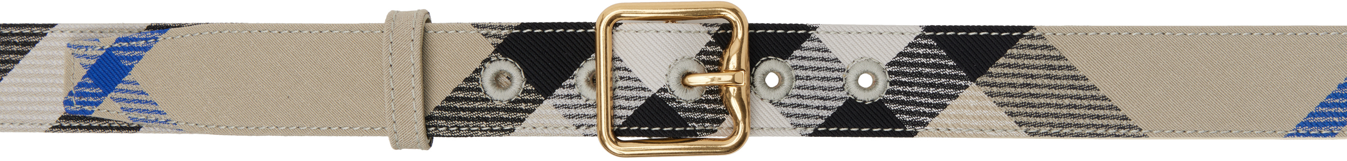 【関税込み】Burberry ベージュ チェック Bバックル ベルト