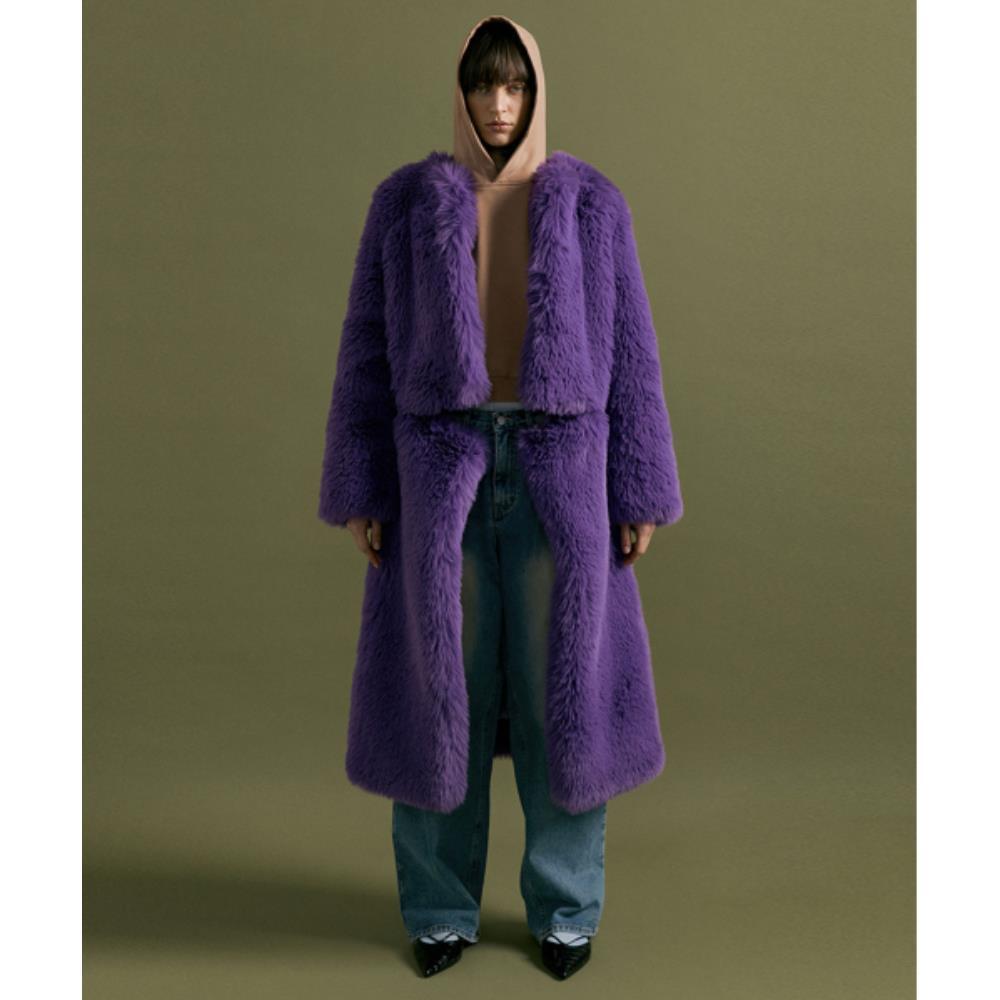 ムートン・ファーコート MOLLIOLLI CERA two-way heavy fur coat purple MW5WCT03XPP