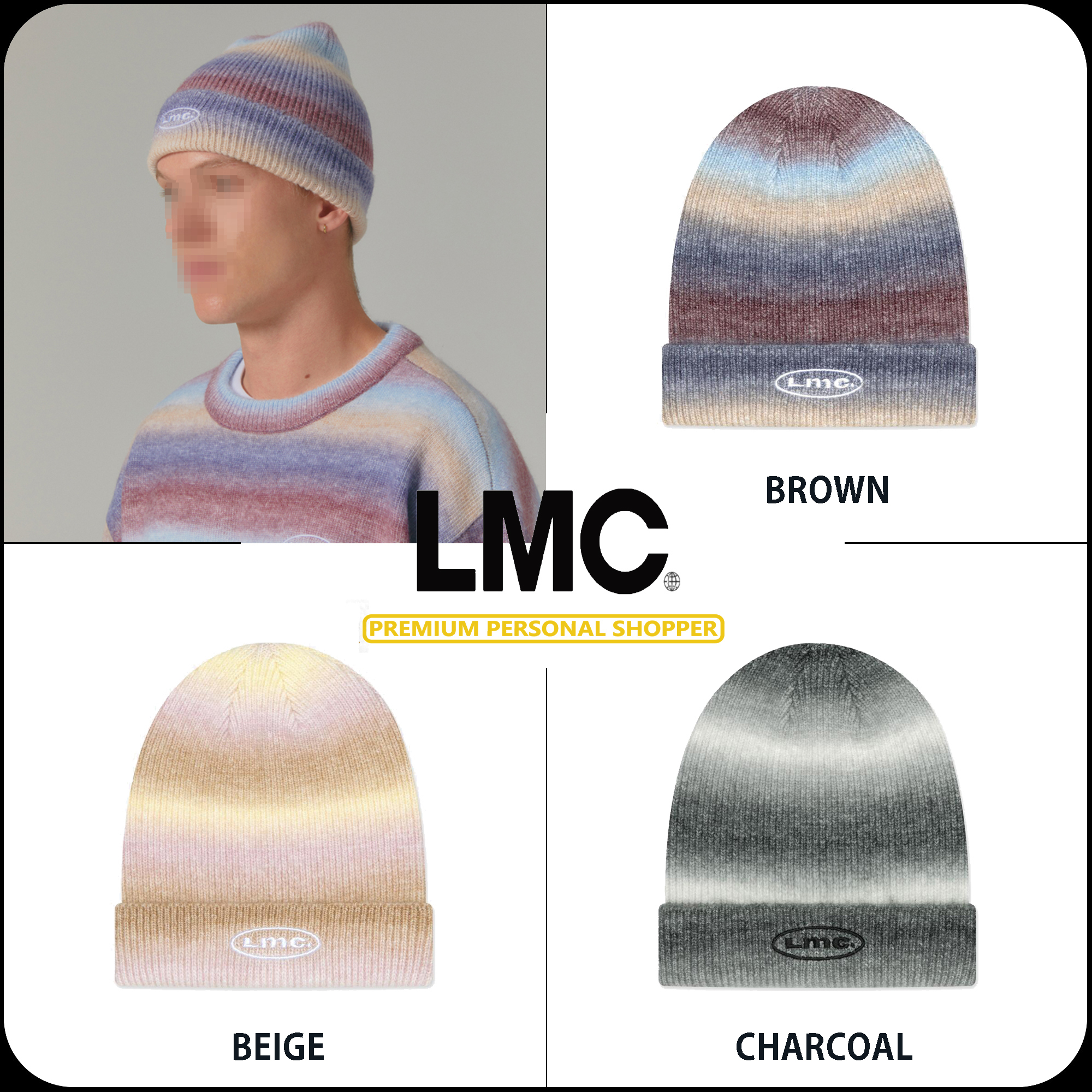 [ LMC]★24FW★韓国人気★OVAL OMBRE BRUSHED KNIT BEANIE