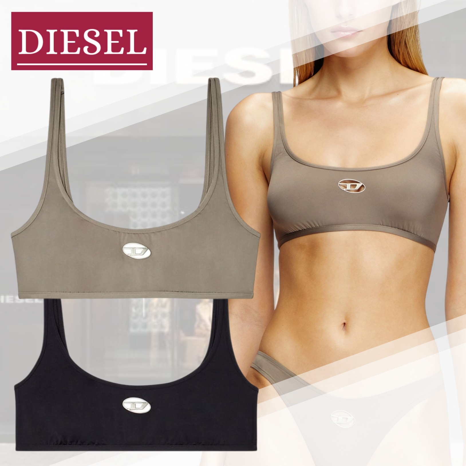 国内直営【DIESEL】KELSI-UTLT オーバルDロゴ ブラ 送料込