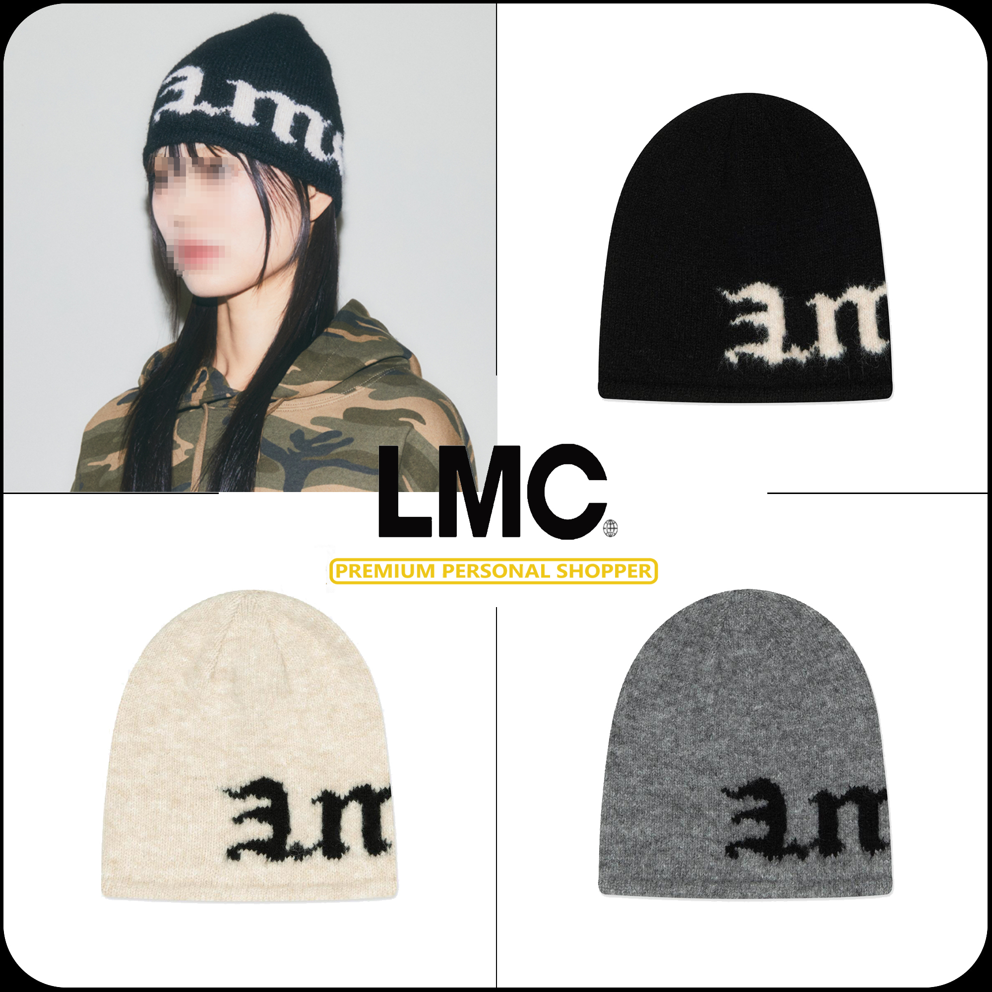 [ LMC]★24FW★韓国人気★GOTHIC NAME KNIT BEANIE