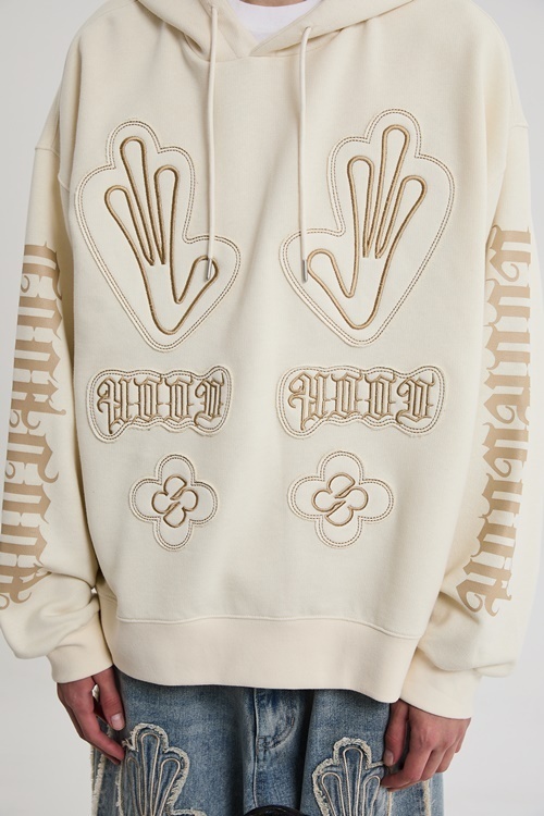 【HOODHOOD】Multi Logo Applique Hood 2色 HOODHOOD】Multi Logo Applique Hood 2色