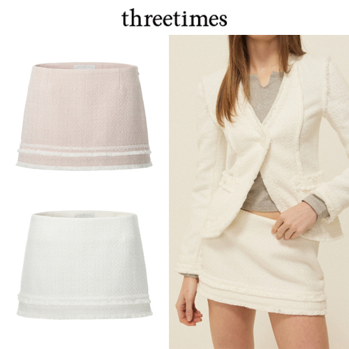 ★24-25FW新作★threetimes★Carrie tweed skirt
