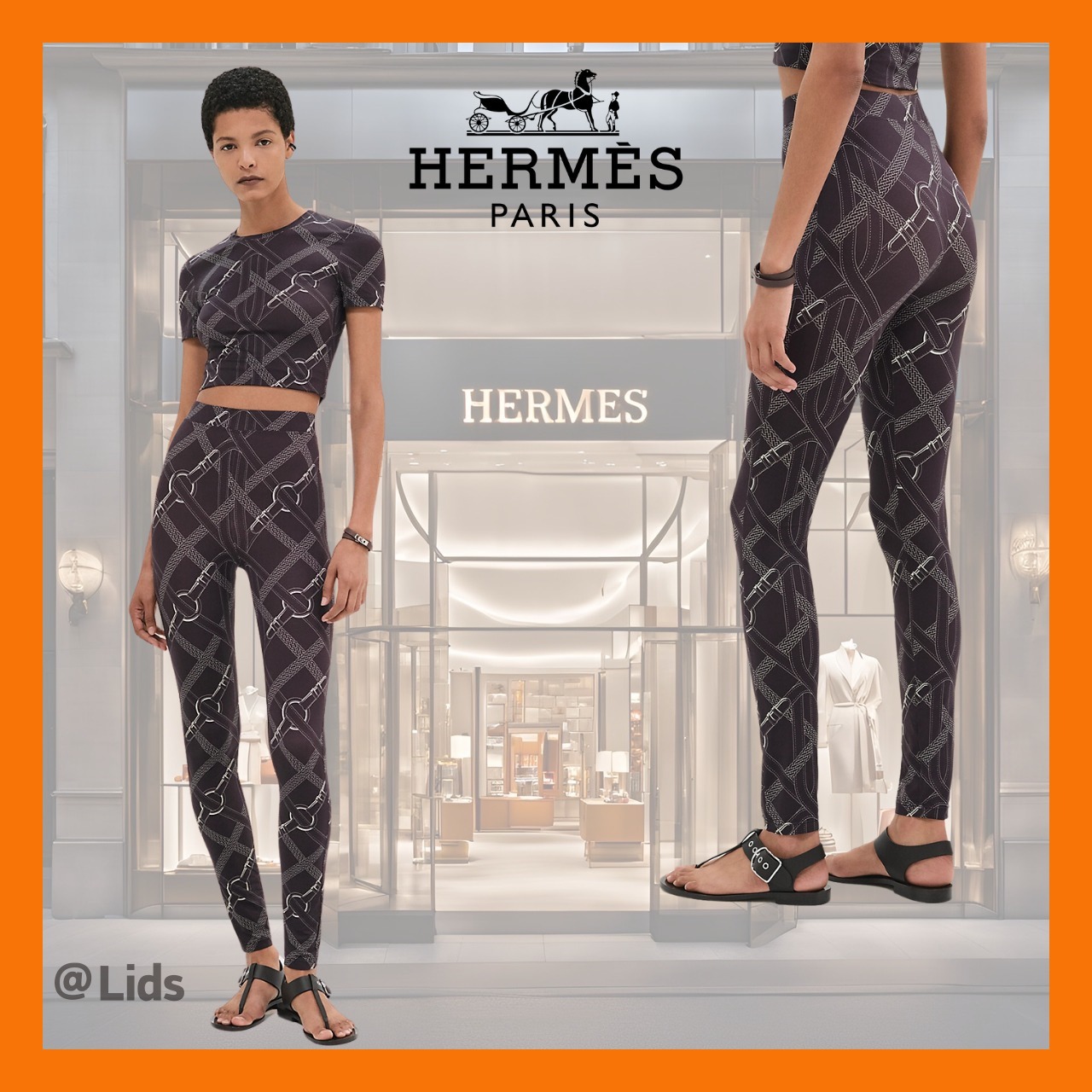 【洗練された美しいシルエット】HERMES レギンス Coaching Remix