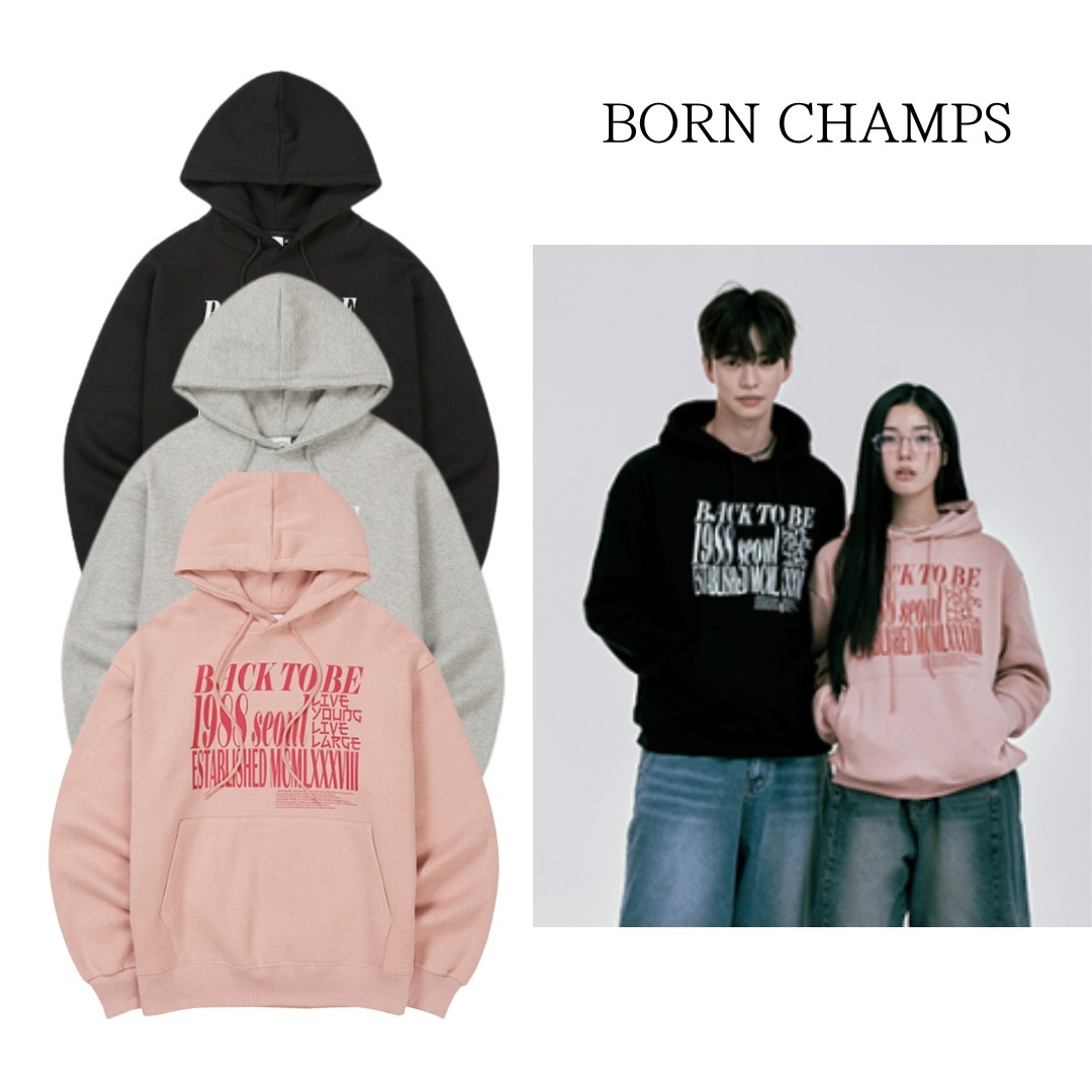 【BORNCHAMPS】ビンテージ フード Tシャツ★カップル★ 男女共用