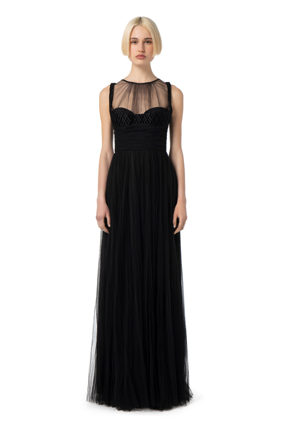 希少】ELISABETTA FRANCHI プリーツチュール ドレス 3色