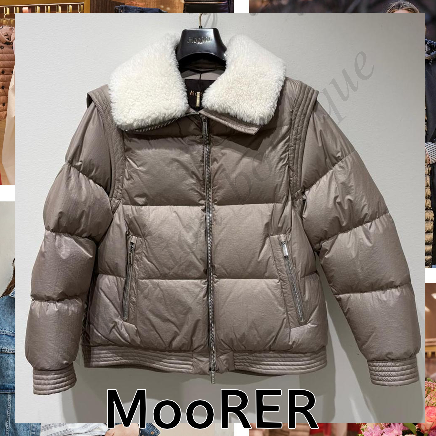 MOORER MIREIA-TCN シープスキン襟 ダウンジャケット