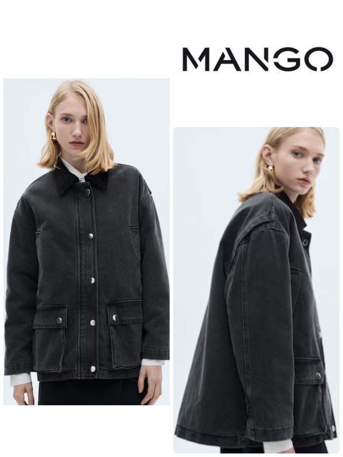 スペイン発送 MANGO コーデュロイの襟ポケット付きジャケット