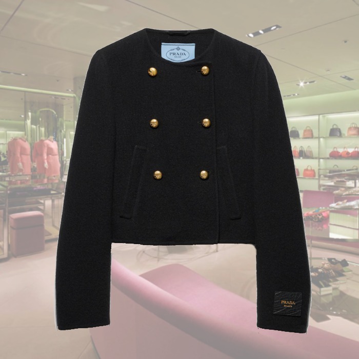 【24AW】ダブルブレスト ツイル ジャケット ◆プラダ◆人気