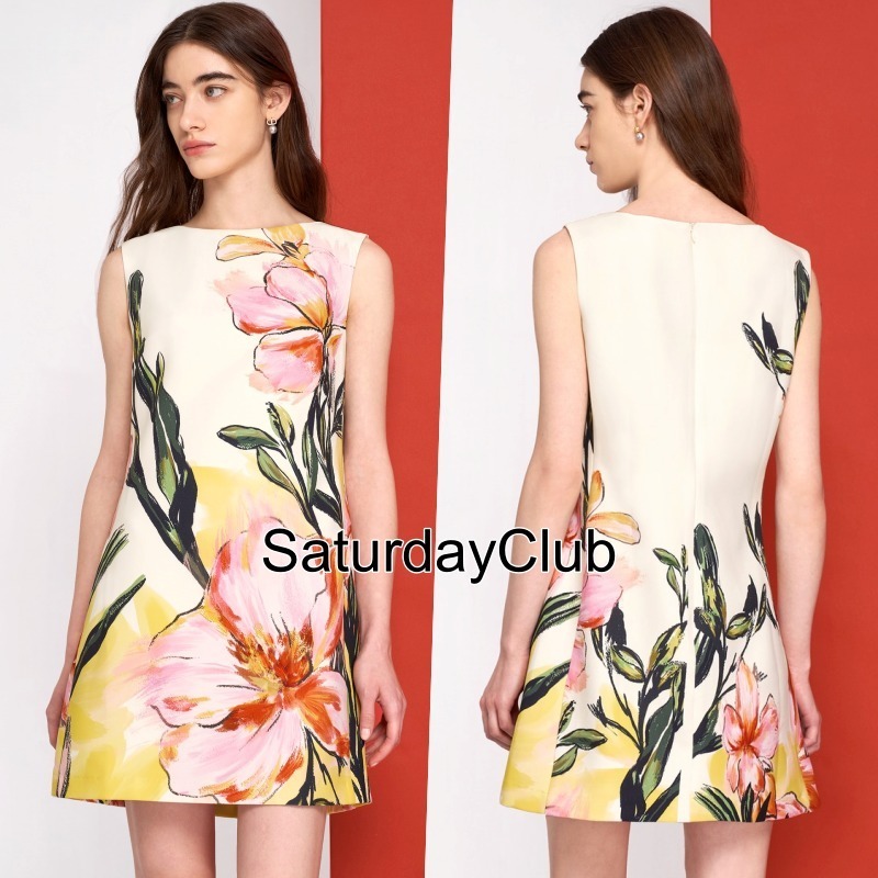 ☆SaturdayClub☆ 花柄プリント ノースリーブ シフトワンピース