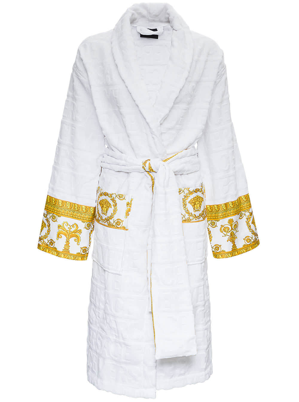 【送料&関税込】Versace White Bathrobe With Baroque Pattern