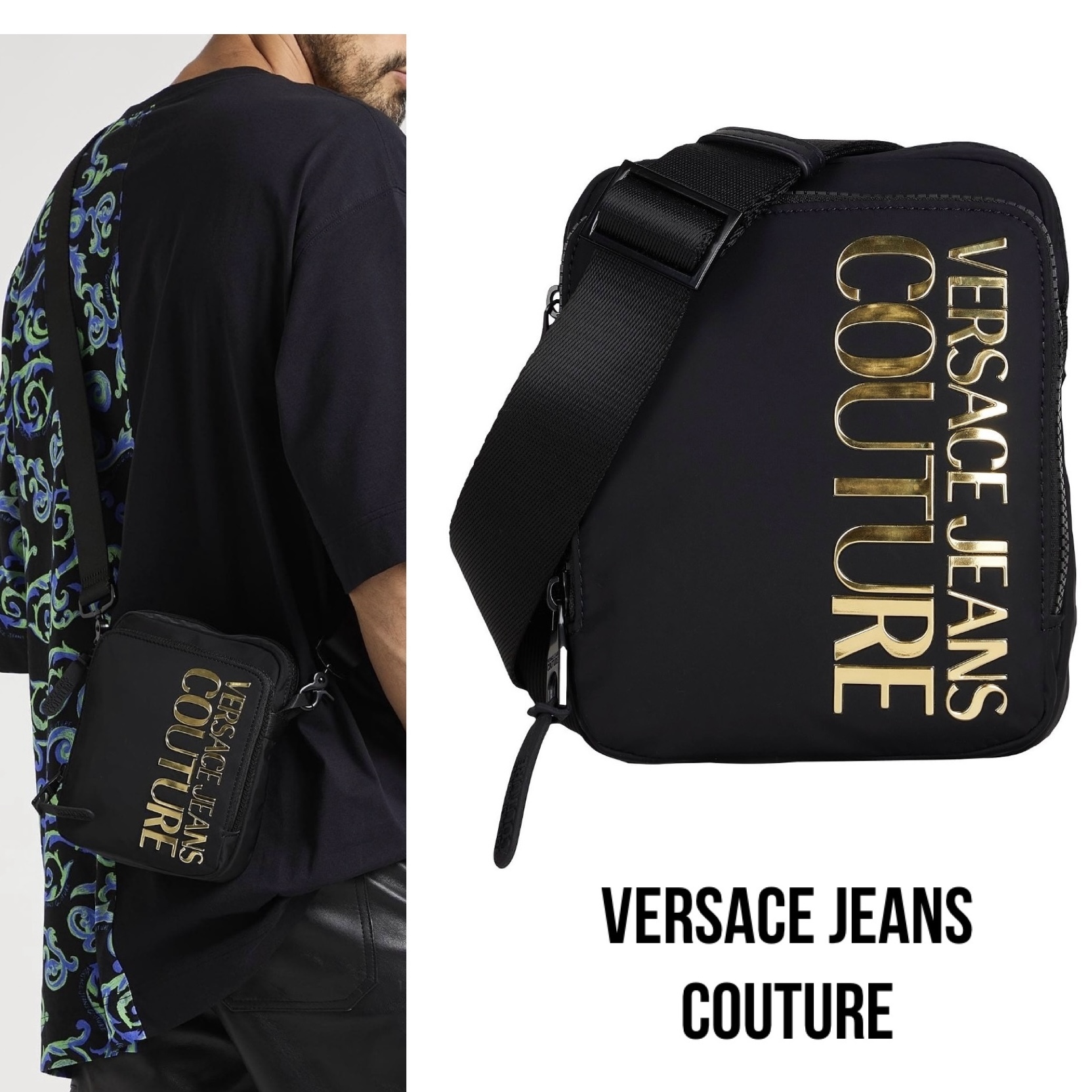 送料関税込み☆VERSACE JEANS COUTURE ロゴ ボディバッグ