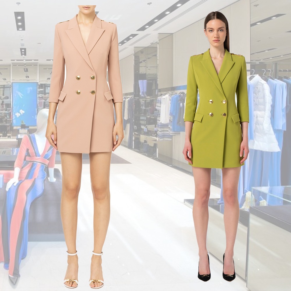 【希少】ELISABETTA FRANCHI パッチ付き クレープコートドレス