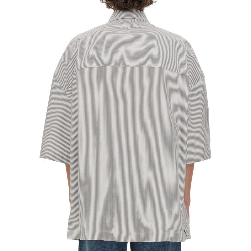 Tシャツ・カットソー BOTTEGA VENETA STRIPED OVERSHIRT WITH \"BV\" EMBROIDERY