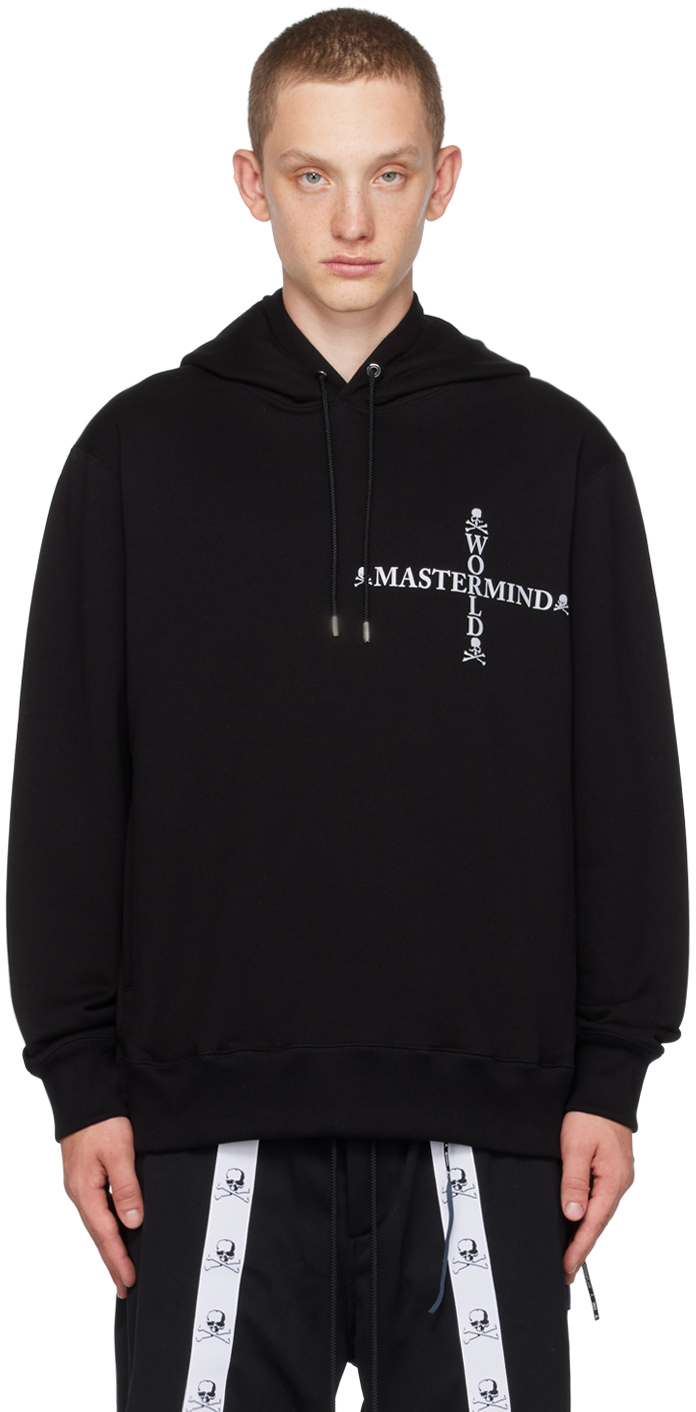 【関税込み】MASTERMIND WORLD ブラック ロゴプリント フーディ