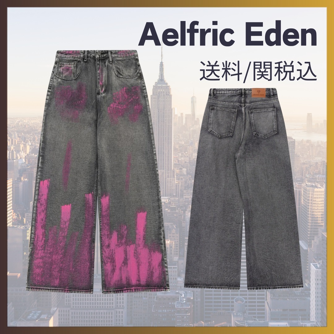 【Aelfric Eden】Graffiti ウォッシュ ルーズ ジーンズ 送料込