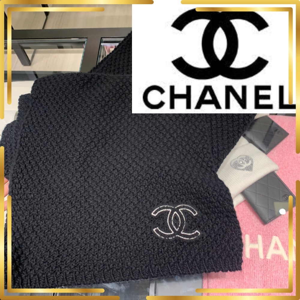 【エレガント♪上品な優しい質感】CHANEL マフラー 黒